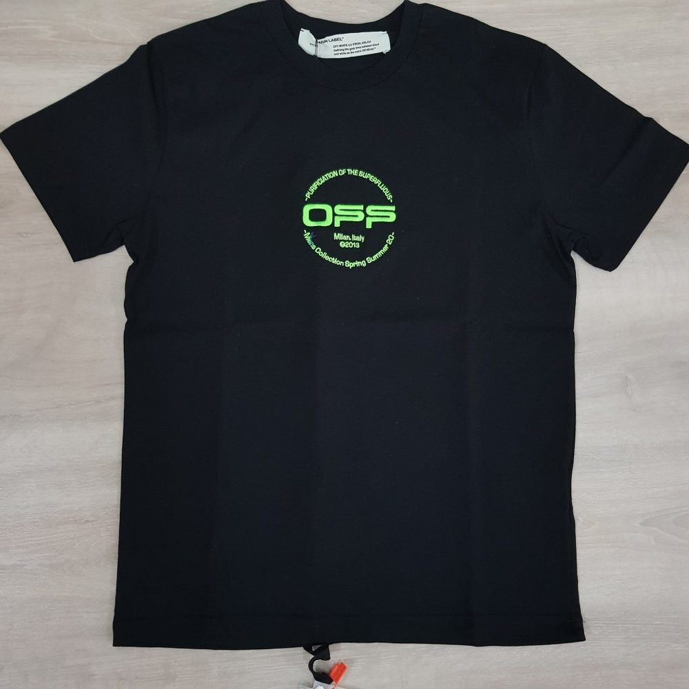 Off-White Logo Embroidered Black T-Shirt